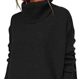 Oversized chunky black knit pullover sweater